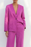 Fuchsia 2 Piece Shawl Lapel Single Breasted Business Suits with Pockets