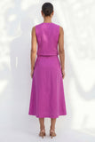 Shawl Lapel Single Breasted Fuchsia 2 Piece Business Suits with Belt
