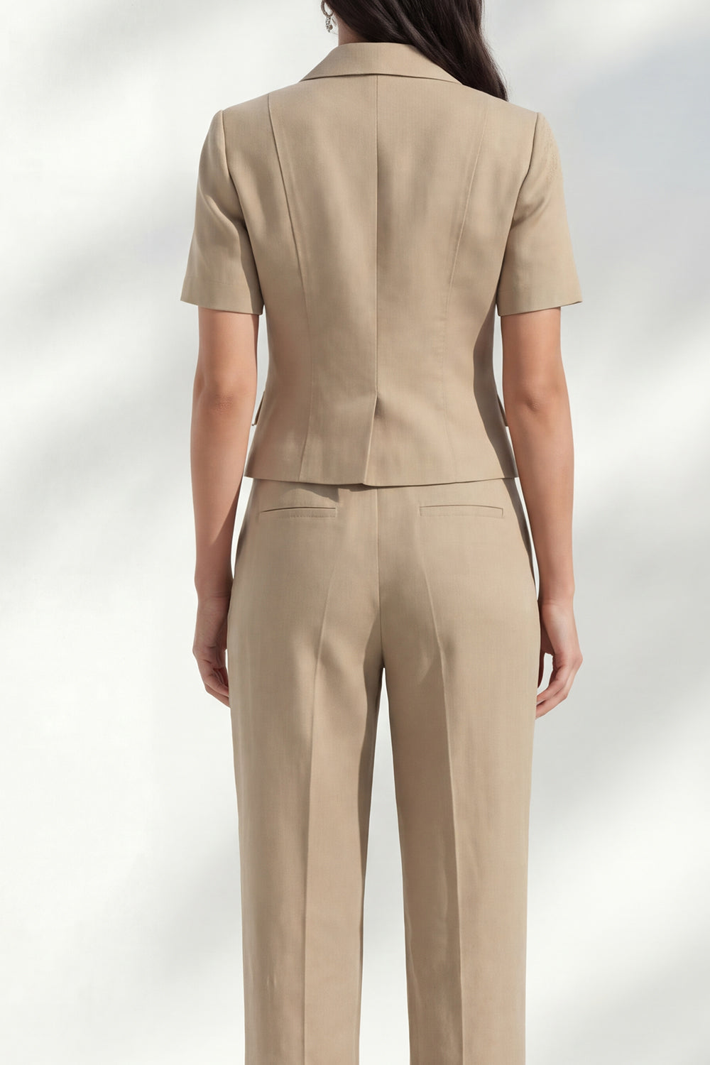 Khaki 2 Piece Notched Lapel Single Breasted Business Suits with Pockets