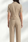 Khaki 2 Piece Notched Lapel Single Breasted Business Suits with Pockets