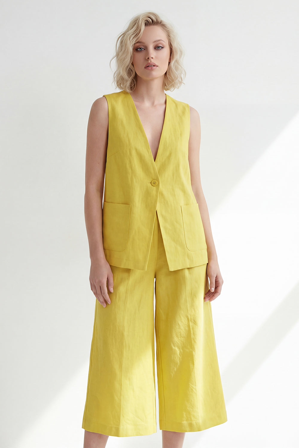 Shawl Lapel Butter Yellow 2 Piece Single Breasted Business Suits