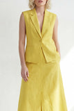 Notched Lapel Butter Yellow 2 Piece Single Breasted Business Suits with Pockets
