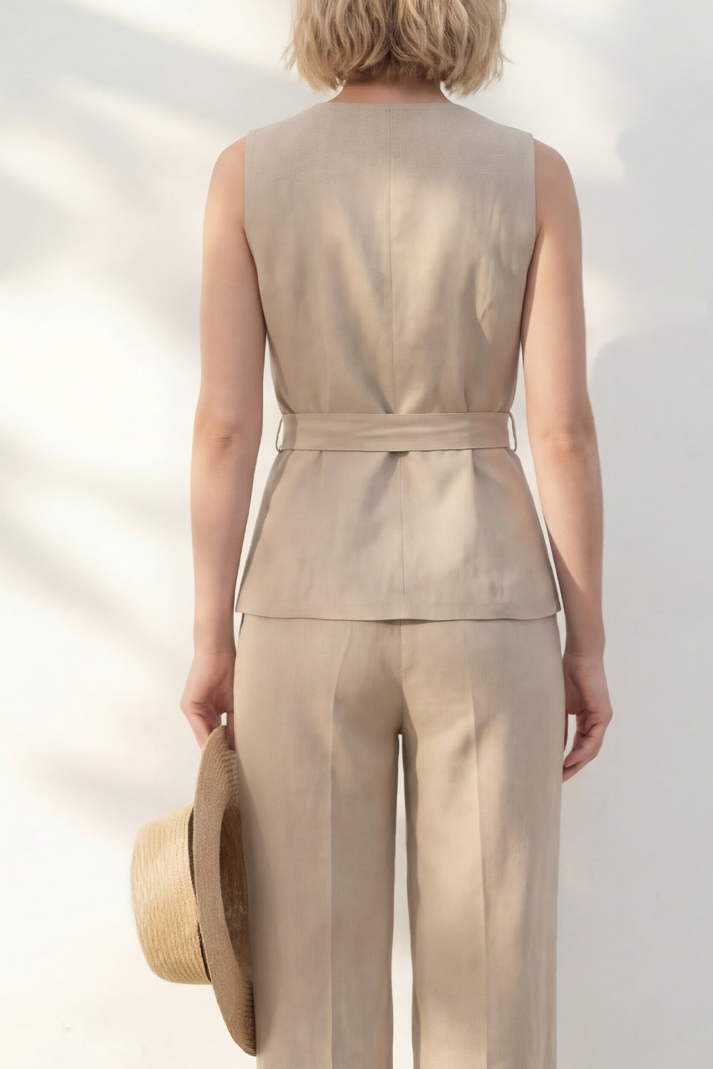 Khaki 2 Piece Shawl Lapel Business Suits with Belt