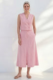 Shawl Lapel Pink 2 Piece Double Breasted Business Suits with Pockets