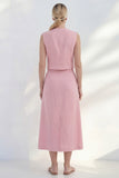 Shawl Lapel Pink 2 Piece Double Breasted Business Suits with Pockets