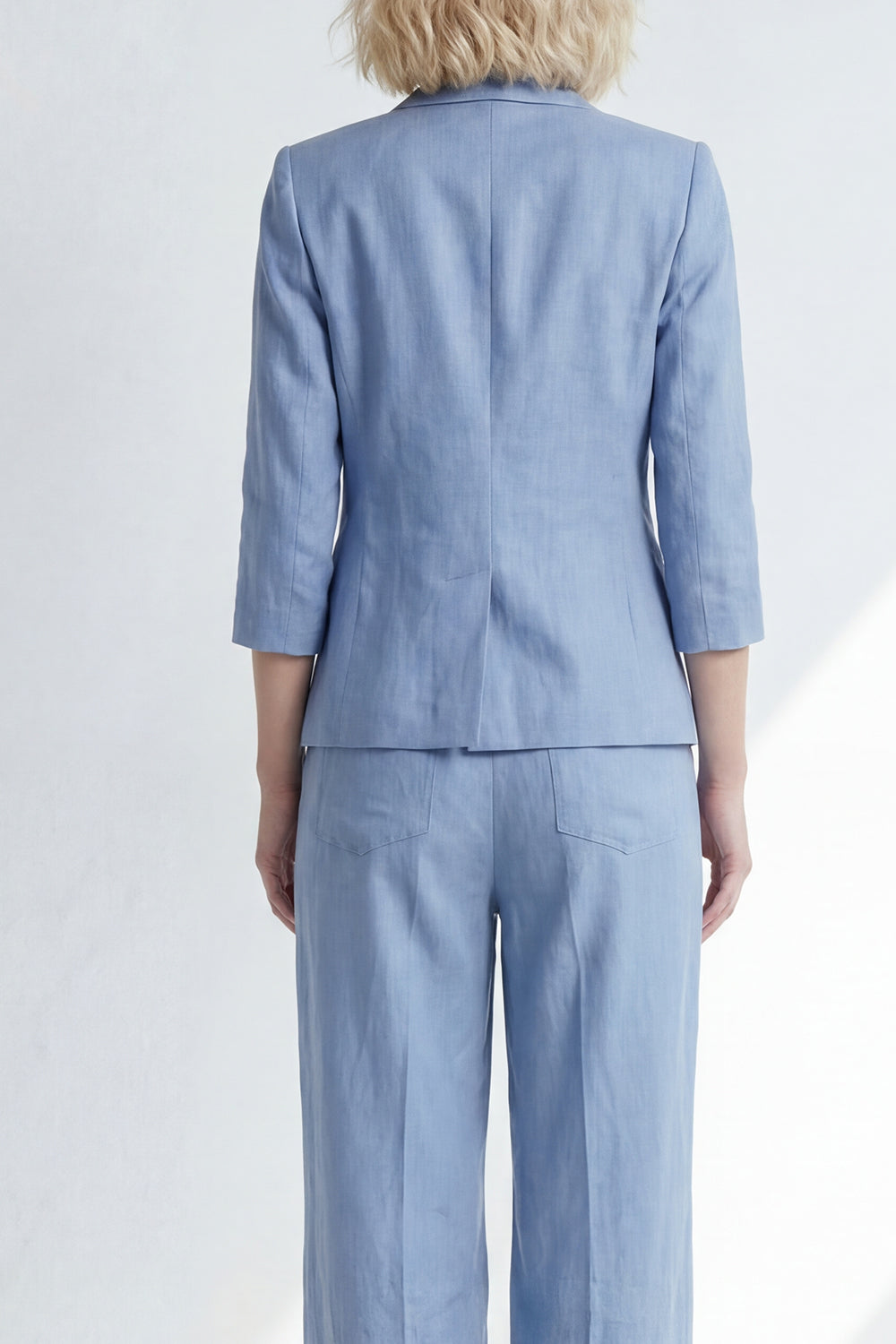 Dusty Blue Notched Lapel 2 Piece Single Breasted Business Suits with Pockets
