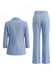 Dusty Blue Notched Lapel 2 Piece Single Breasted Business Suits with Pockets
