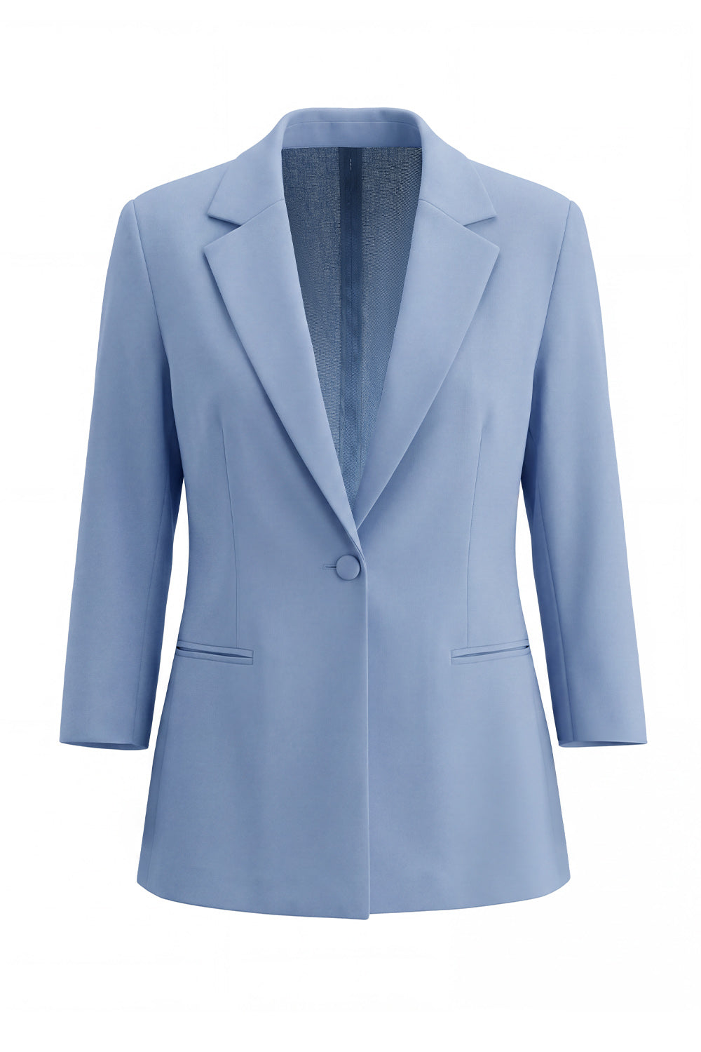 Dusty Blue Notched Lapel 2 Piece Single Breasted Business Suits with Pockets