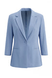 Dusty Blue Notched Lapel 2 Piece Single Breasted Business Suits with Pockets