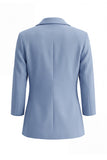 Dusty Blue Notched Lapel 2 Piece Single Breasted Business Suits with Pockets