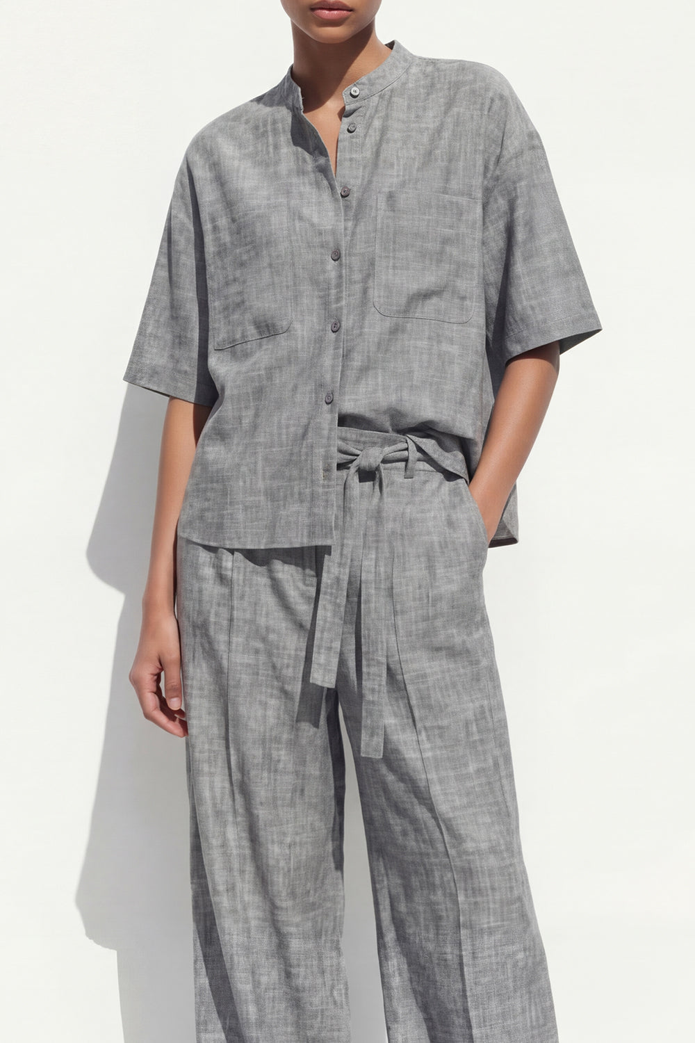 Grey 2 Piece Single Breasted Business Suits with Pockets