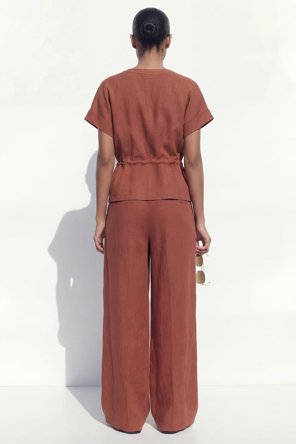 Caramel V-Neck 2 Piece Short Sleeves Business Suits with Pockets