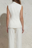 White 2 Piece Notched Lapel Business Suits with Pockets