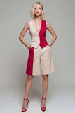 Shawl Lapel Light Khaki Single Breasted 2 Piece Color Block Business Suits with Pockets