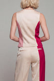 Shawl Lapel Light Khaki Wide Leg Single Breasted 2 Piece Color Block Business Suits