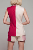 2 Piece Light Khaki Double Breasted Notched Lapel Color Block Patchwork Business Suits