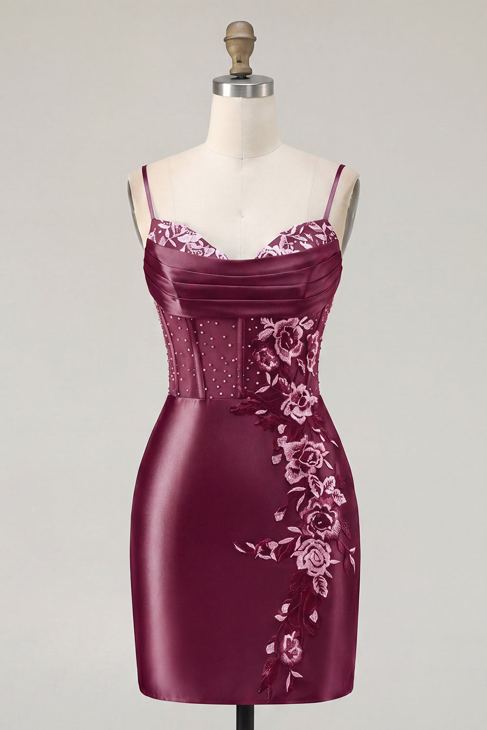 Floral Navy Corset Tight Short Homecoming Dress with Beading