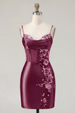 Floral Navy Corset Tight Short Homecoming Dress with Beading