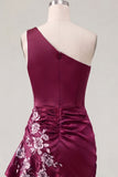 One Shoulder Floral Navy Ruched Tight Short Homecoming Dress with Ruffles