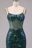 Sparkly Dark Green Corset Tight Short Floral Homecoming Dress with Beading
