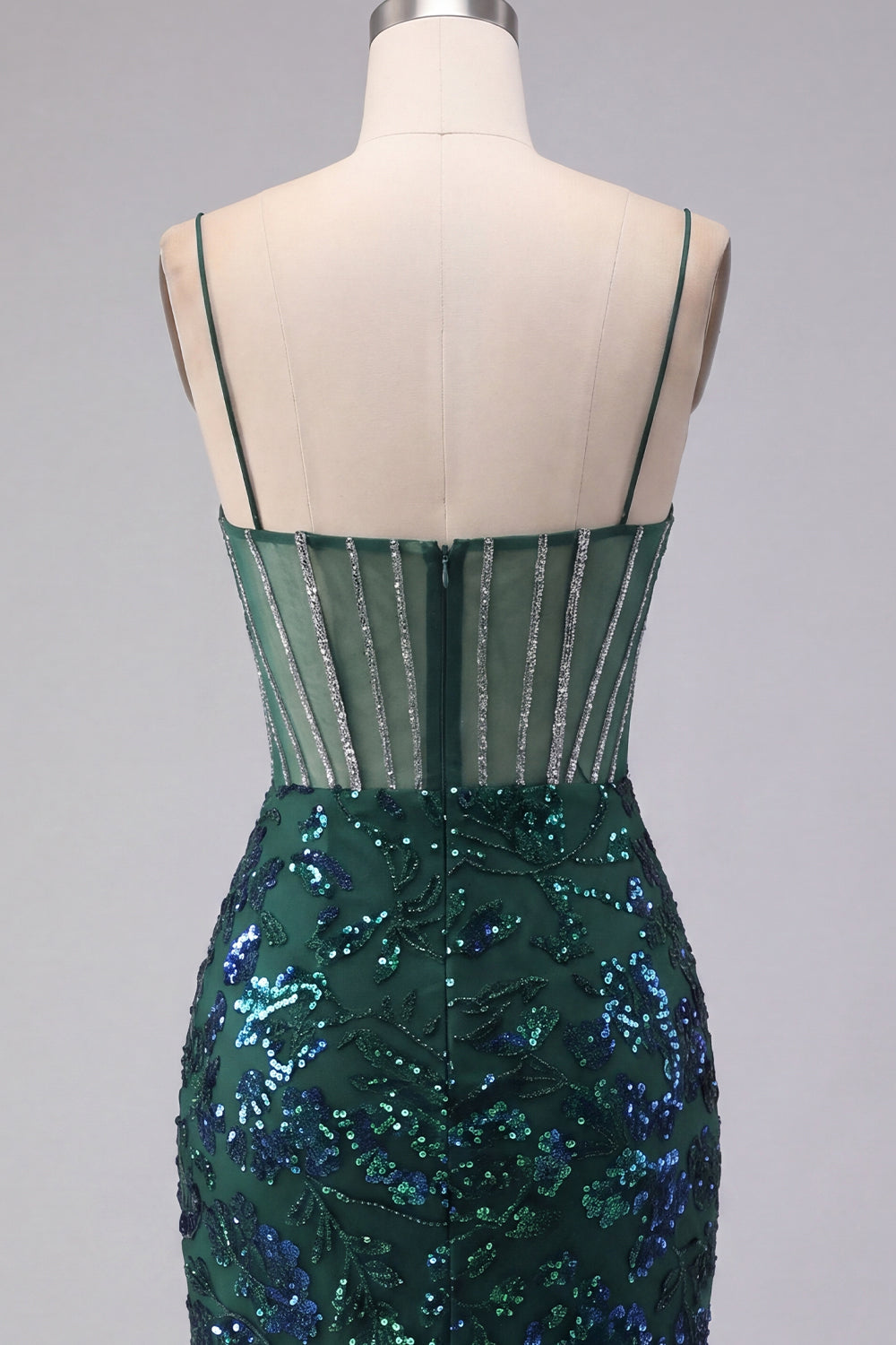 Sparkly Dark Green Corset Tight Short Floral Homecoming Dress with Beading