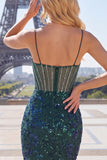 Sparkly Dark Green Corset Tight Short Floral Homecoming Dress with Beading