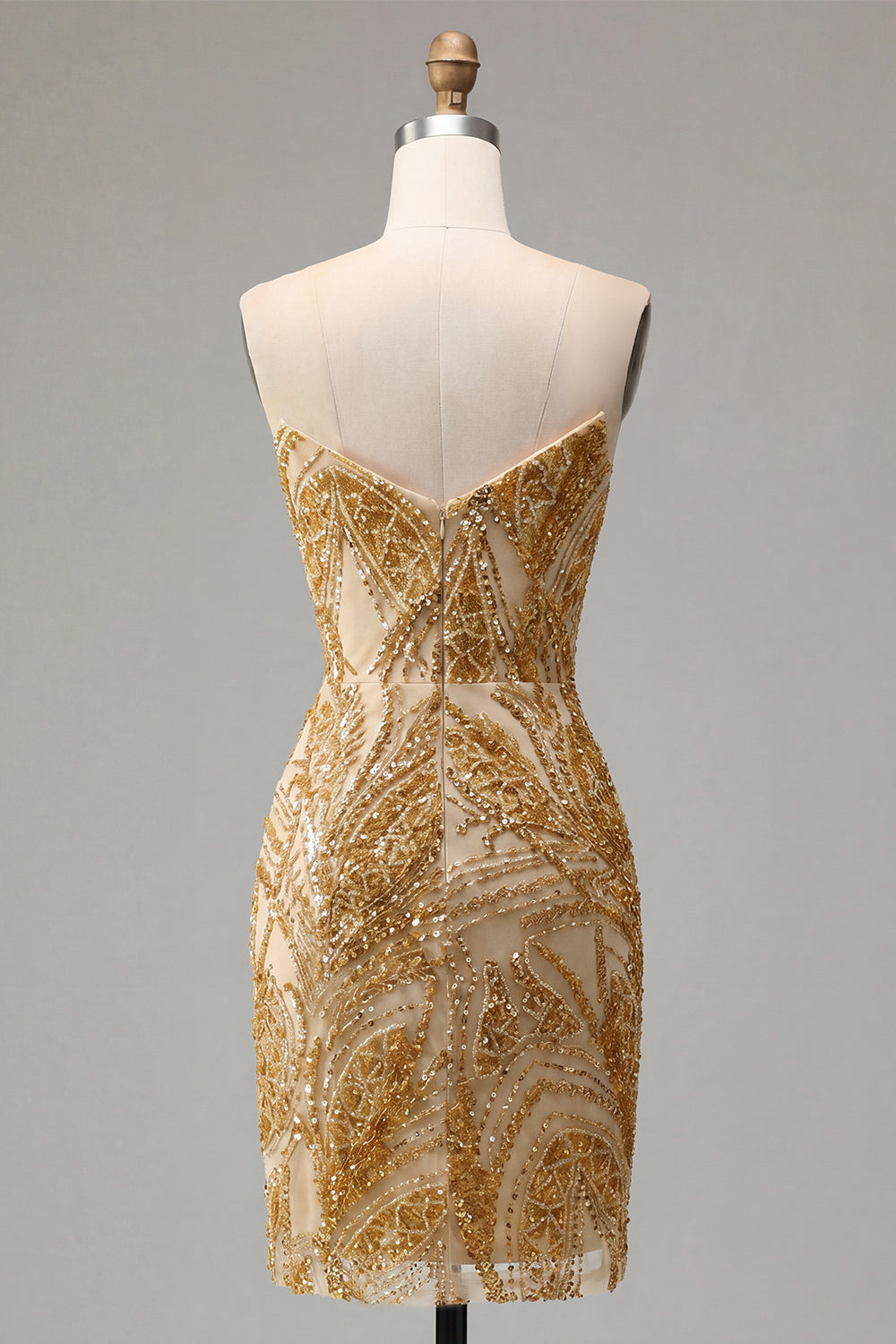Sparkly Golden Tight Short Beaded Homecoming Dress