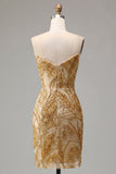 Sparkly Golden Tight Short Beaded Homecoming Dress