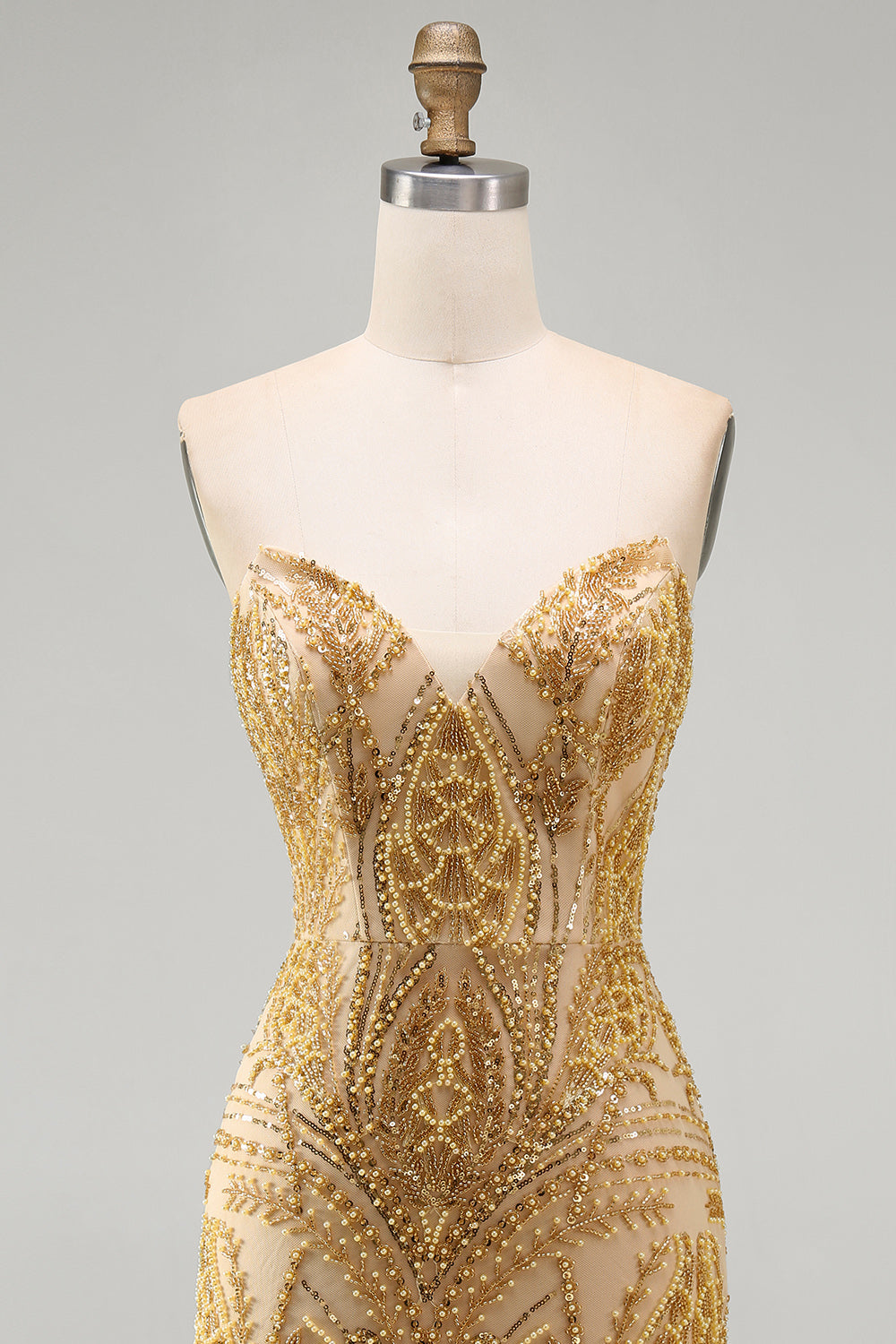 Sparkly Golden Tight Short Beaded Homecoming Dress