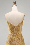 Sparkly Golden Tight Short Beaded Homecoming Dress