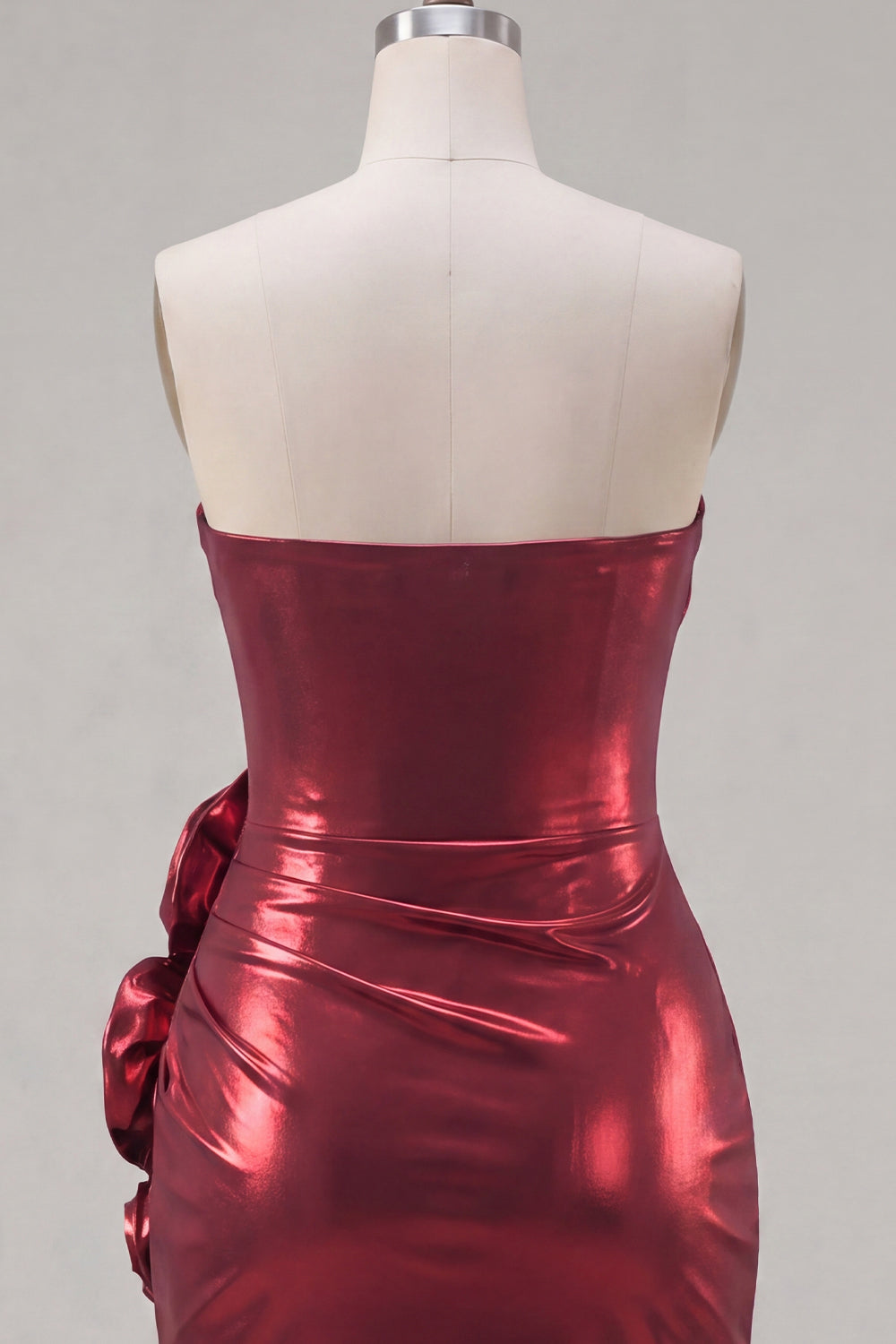 Glitter Burgundy Tight Short Ruched Metallic Homecoming Dress with 3D Flowers