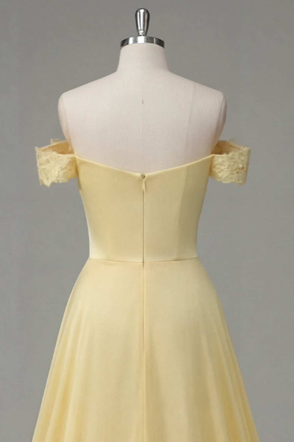 A Line Butter Yellow Ruched Off the Shoulder Prom Dress with Cape