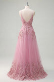 Spaghetti Straps Sparkly Taro A Line Floral Beaded Prom Dress