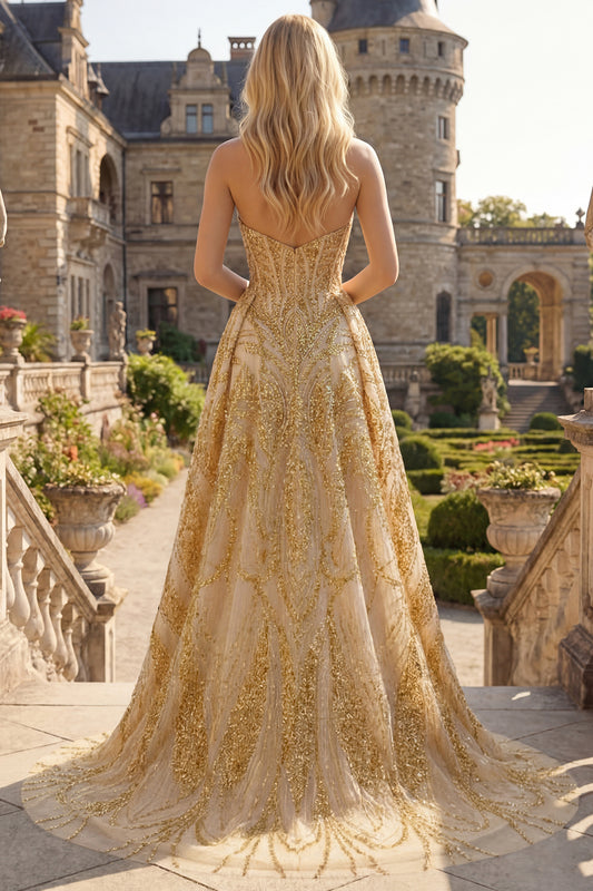 Zapakasa Women Sparkly Golden Corset Long Prom Dress With Cape A Line Strapless Beaded Pageant Dress Zapakasa Women Sparkly Golden Corset Long Prom Dress With Cape A Line Strapless Beaded Pageant Dress
