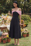 Black A Line Off the Shoulder Maxi Beach Wedding Guest Dress