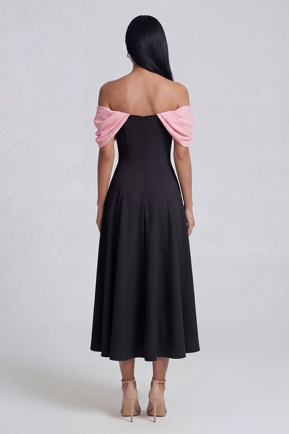 Black A Line Off the Shoulder Maxi Beach Wedding Guest Dress