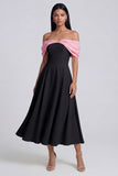 Black A Line Off the Shoulder Maxi Beach Wedding Guest Dress