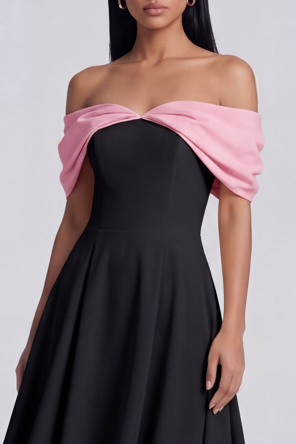 Black A Line Off the Shoulder Maxi Beach Wedding Guest Dress