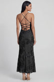 Sage Green Floral Mermaid Maxi Spaghetti Straps Beach Wedding Guest Dress