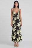 Sage Green Floral Mermaid Maxi Spaghetti Straps Beach Wedding Guest Dress