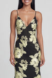 Sage Green Floral Mermaid Maxi Spaghetti Straps Beach Wedding Guest Dress