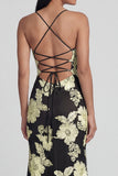 Sage Green Floral Mermaid Maxi Spaghetti Straps Beach Wedding Guest Dress