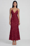 Sage Green Floral Mermaid Maxi Spaghetti Straps Beach Wedding Guest Dress
