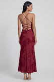 Sage Green Floral Mermaid Maxi Spaghetti Straps Beach Wedding Guest Dress
