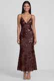 Sage Green Floral Mermaid Maxi Spaghetti Straps Beach Wedding Guest Dress