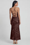 Sage Green Floral Mermaid Maxi Spaghetti Straps Beach Wedding Guest Dress
