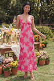 Sage Green Floral Mermaid Maxi Spaghetti Straps Beach Wedding Guest Dress