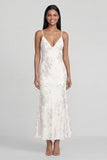 Sage Green Floral Mermaid Maxi Spaghetti Straps Beach Wedding Guest Dress