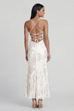 Sage Green Floral Mermaid Maxi Spaghetti Straps Beach Wedding Guest Dress