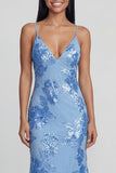 Sage Green Floral Mermaid Maxi Spaghetti Straps Beach Wedding Guest Dress